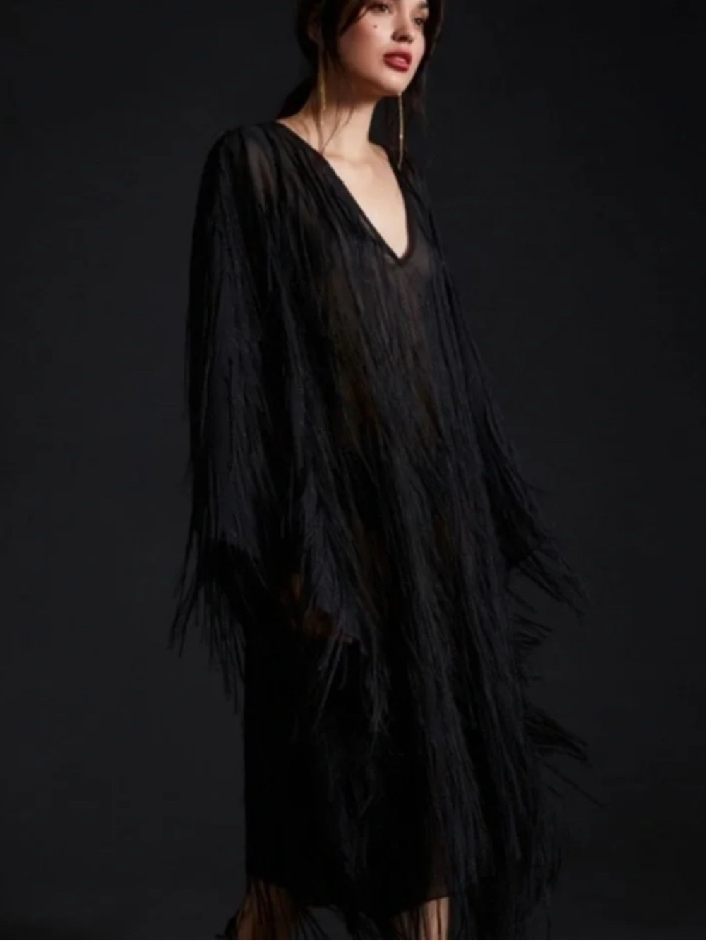 Black Fringe Anthropologie Dress or Cover up
